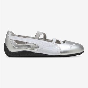 Puma Silver and White Speedcat Ballet Flats